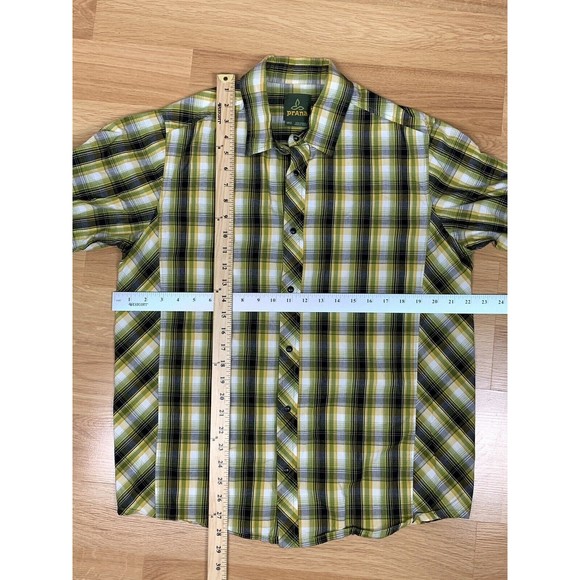 Prana Mens Breathe Pearl Snap Collared Button Up‎ Short Sleeve Shirt Medium - Picture 3 of 7